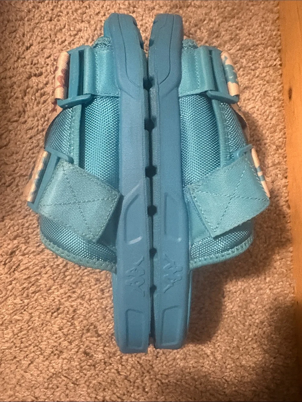 Kappa Turquoise Slide Sandals w/Patterned Cream Straps, Men’s Size 9